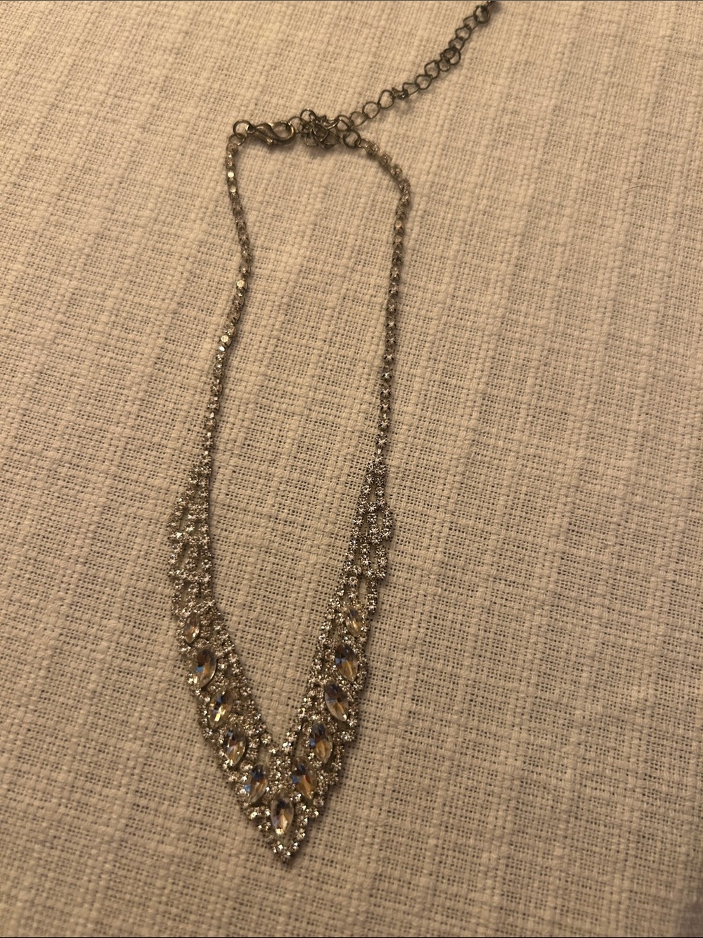Windsor Silver-Tone V Crystal Pendant Necklace